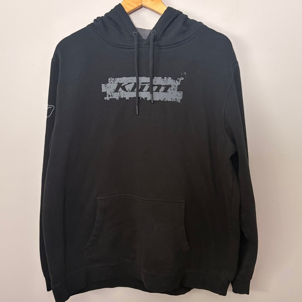 Klim‎ Hoodie Mens XL Black American Flag Graphic Logo Pullover Sweatshirt Moto